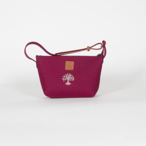 kleine Tasche in purpur mit Lebensbaum Swarovski Applikationen