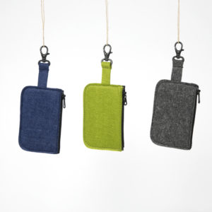 3 kleine Taschen für den Schlüsselbund (blau, grün, grau)